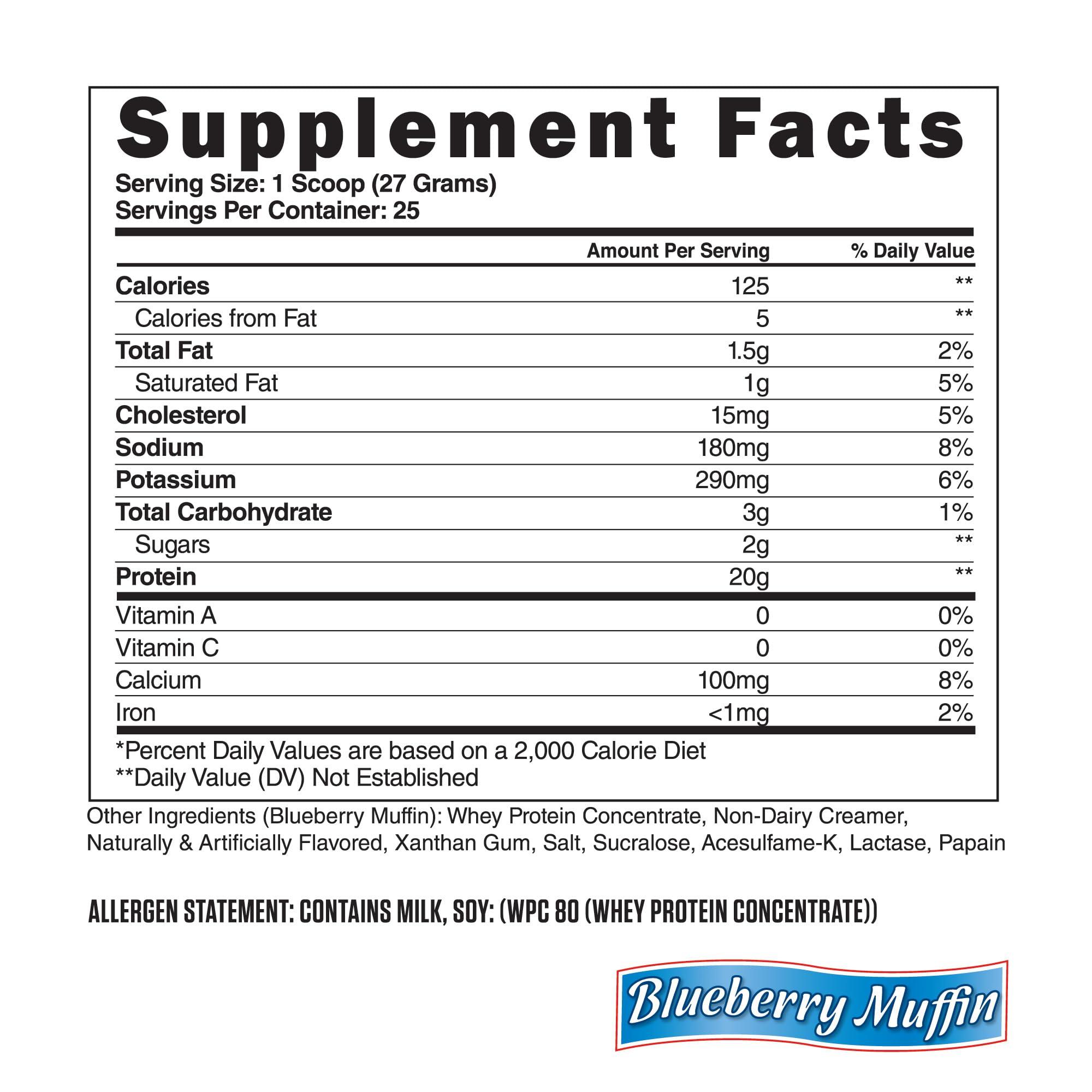 Steel Supplements Steel Supplements Whey-Pro | 100% Pure Whey Protein Powder for Men and Women | Blueberry Muffin | Muscle Gain & Lean Muscle Recovery | Gluten Free | 1.48 lbs | BCAA 5g | Non-GMO | 25 Servings