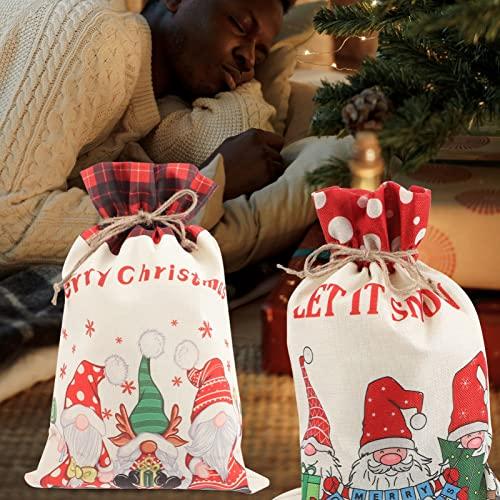 Gadpiparty Gadpiparty 2pcs Cartoon Bag Jewelry Bags Chrismas Bags Prensents Bag for Xmas Christmas Santa Pouches Burlap Bag Xmas Party Favor Bag Linen Sack Drawstring