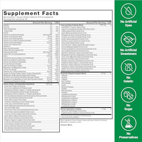 Force Factor FORCE FACTOR Smarter Greens Superfoods Powder, 3-Pack, Supports Digestion and Bloating, Immunity, and Energy, Greens Powder with Probiotics, Digestive Enzymes, Antioxidants, and Fiber, 90 Servings