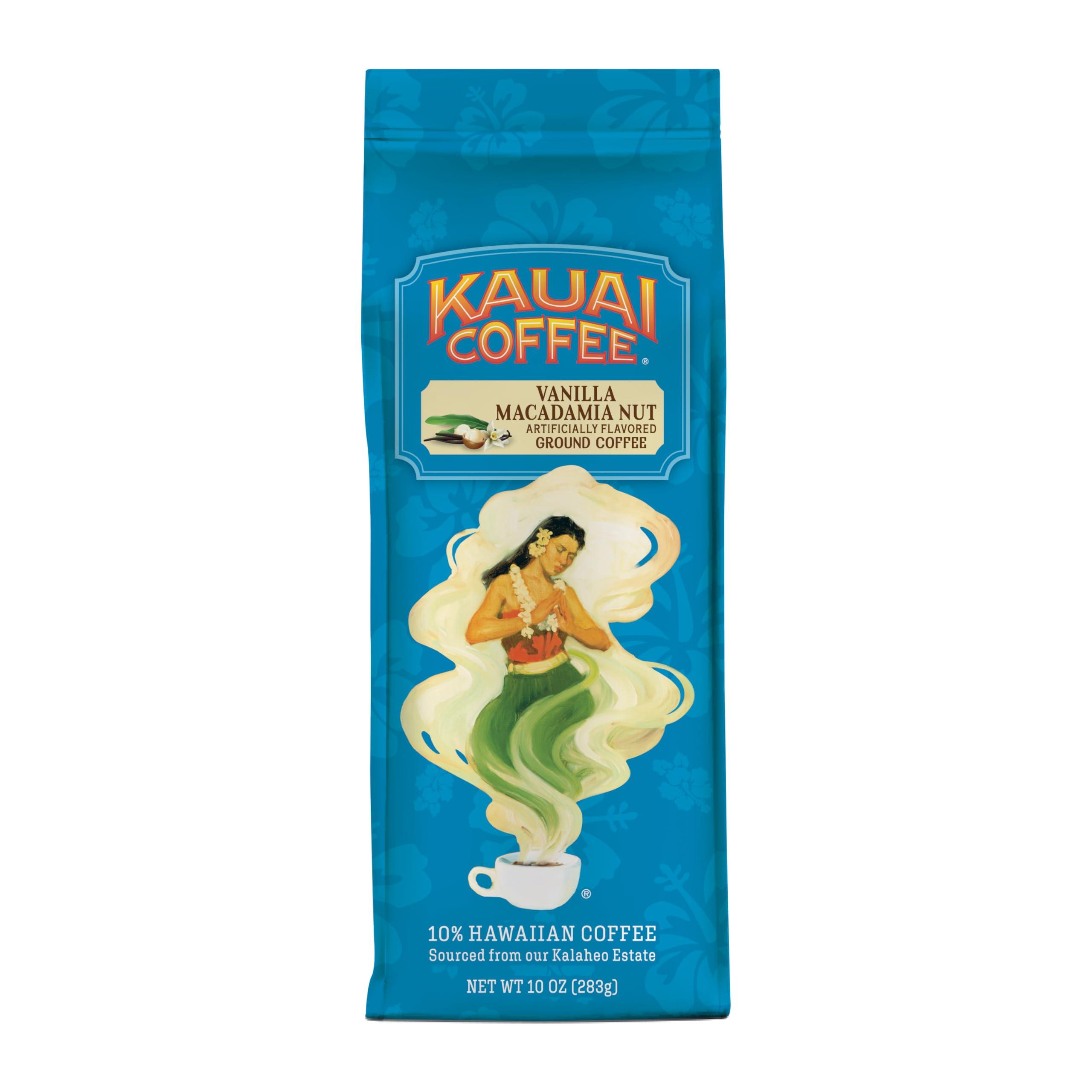 KAUAI COFFEE Kauai Coffee Vanilla Macadamia Nut, Medium Roast - Whole Bean Coffee, 24 oz Package