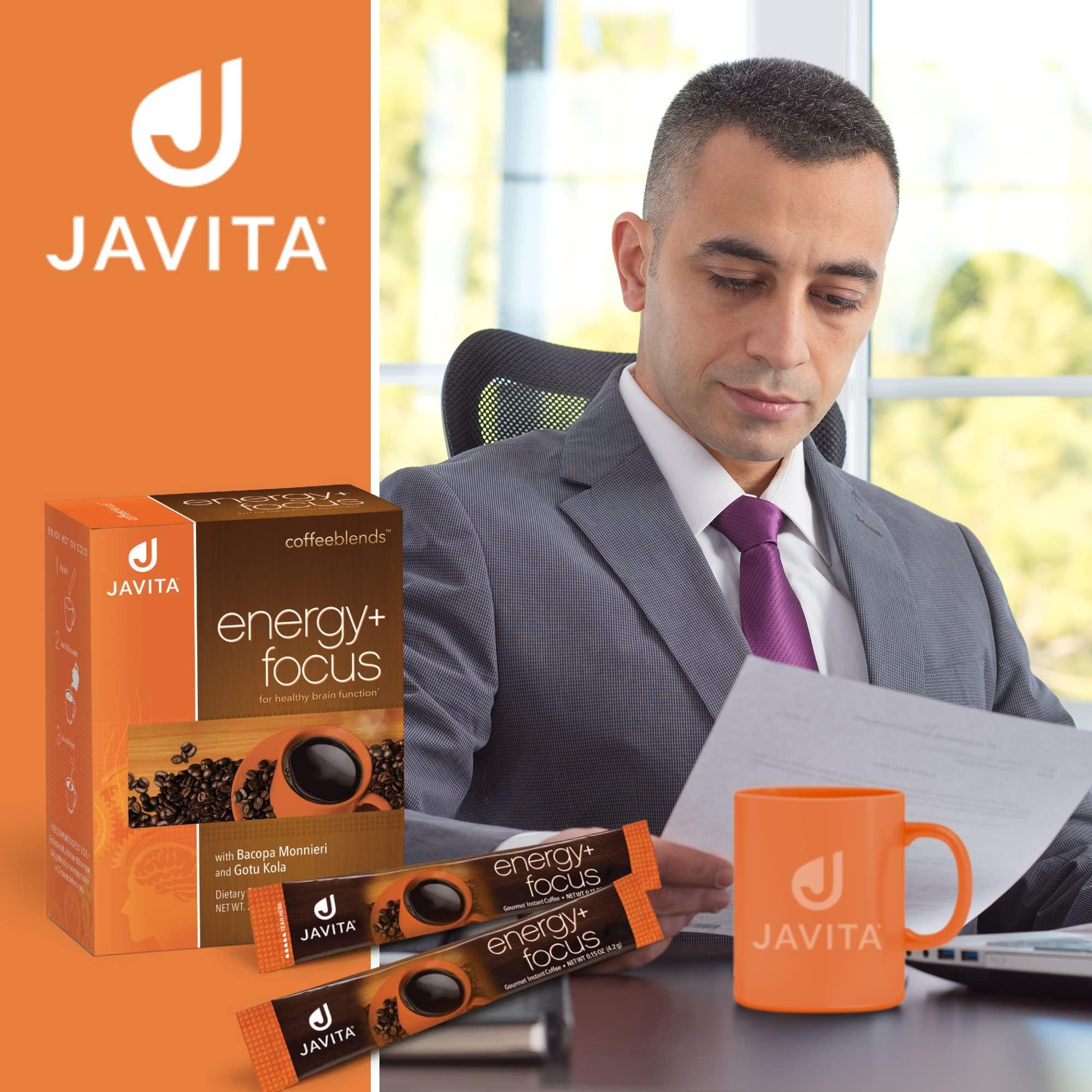 Javita Javita Energy + Focus Instant Coffee Packets, 100% South American Arabica & Robusta Blend, plus Herbs for Clarity, Energy, & Focus, Keto, Dieters Drink, 3 boxes of 24 (4.2g) sticks