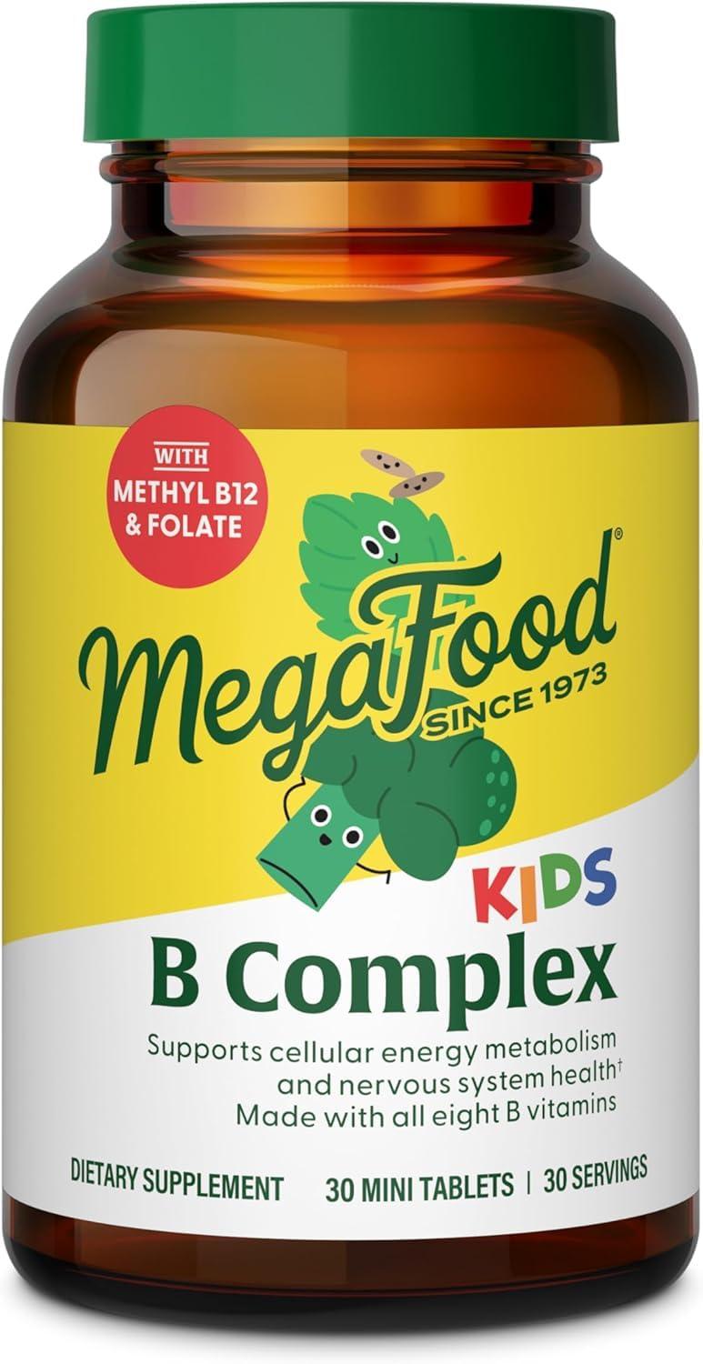 MegaFood MegaFood Kids B Complex - B Complex Vitamin Supplement, 8 B Vitamins - Vitamin B6, Vitamin B12, Folate, Biotin & More, Supports Cellular Energy Production, Vegetarian, Gluten Free 30 Mini Tablets