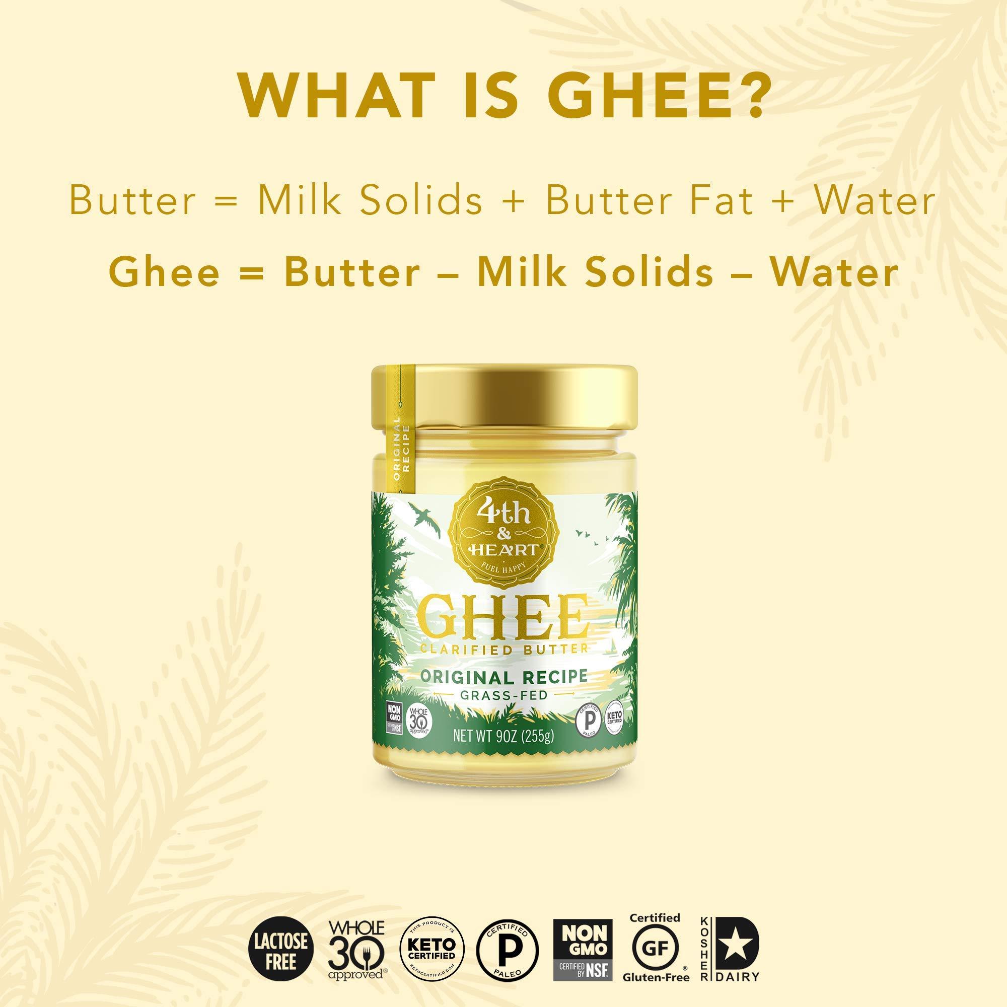 4th & Heart Himalayan Pink Salt Grass-Fed Ghee Butter by 4th & Heart, 9 Ounce & Original Grass-Fed Ghee Butter by 4th & Heart, 9 Ounce, Keto, Pasture Raised, Non-GMO, Lactose Free, Certified Paleo