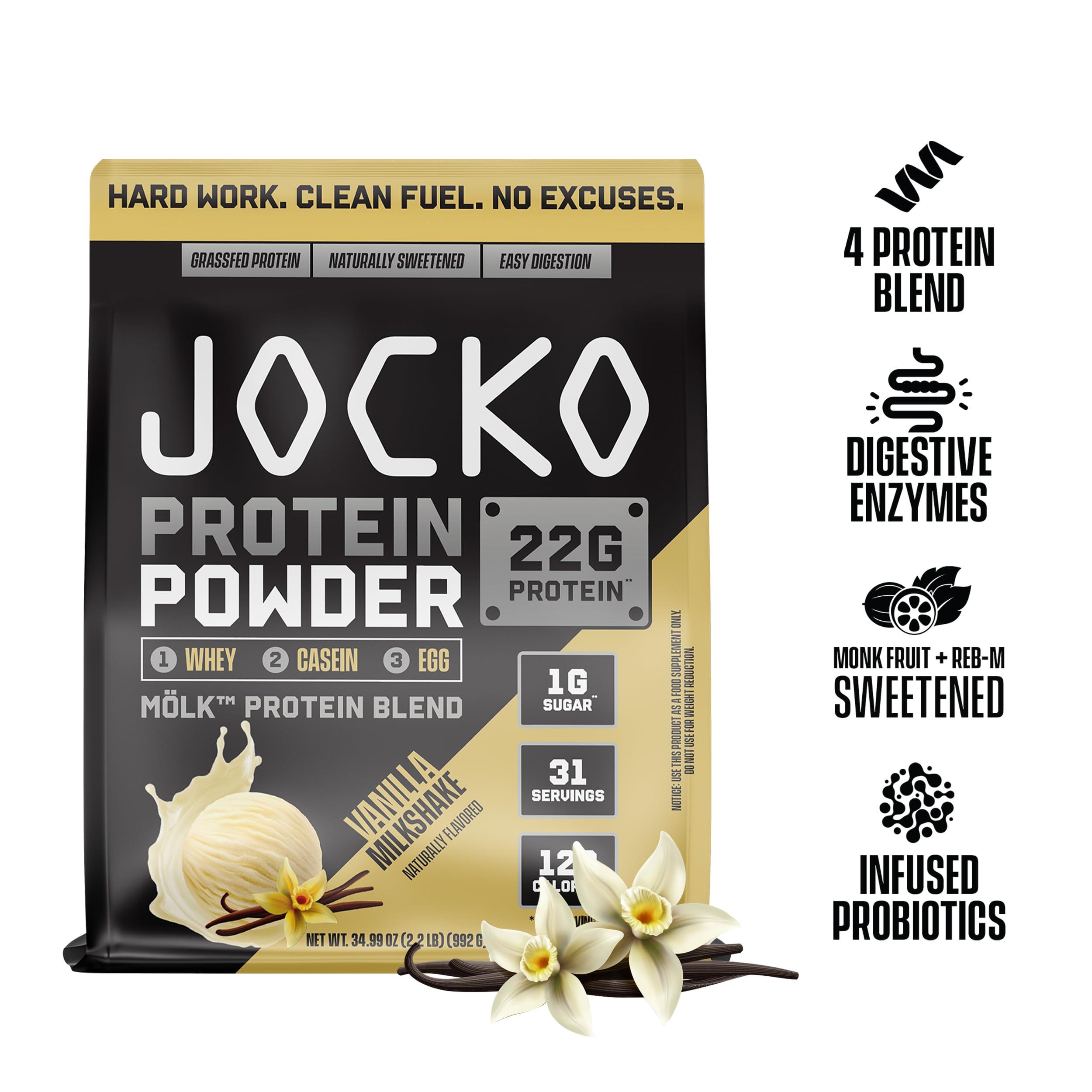 Jocko Fuel Jocko Mlk Whey Protein Powder 22g Protein - Low Sugar Monk Fruit Blend - Muscle Recovery & Growth, Packaging May Vary (31 Servings, Vanilla Milkshake)