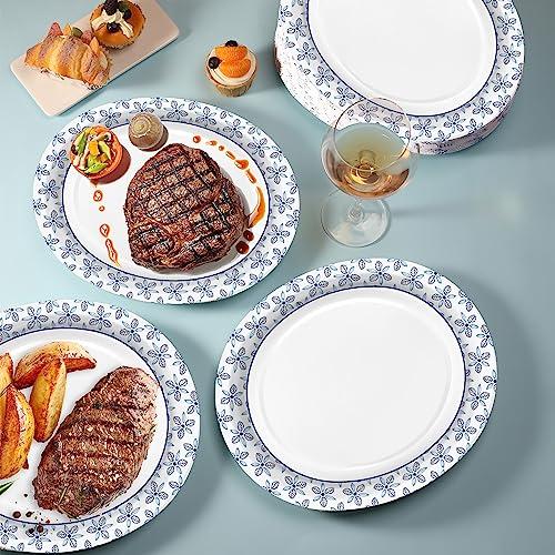 VEIZEDD VEIZEDD 50 Pcs Oval Paper Plates 12 x 10 in Large Disposable Dinner Platters Heavy Duty for Holidays,BBQs,Birthdays Party,Celebration