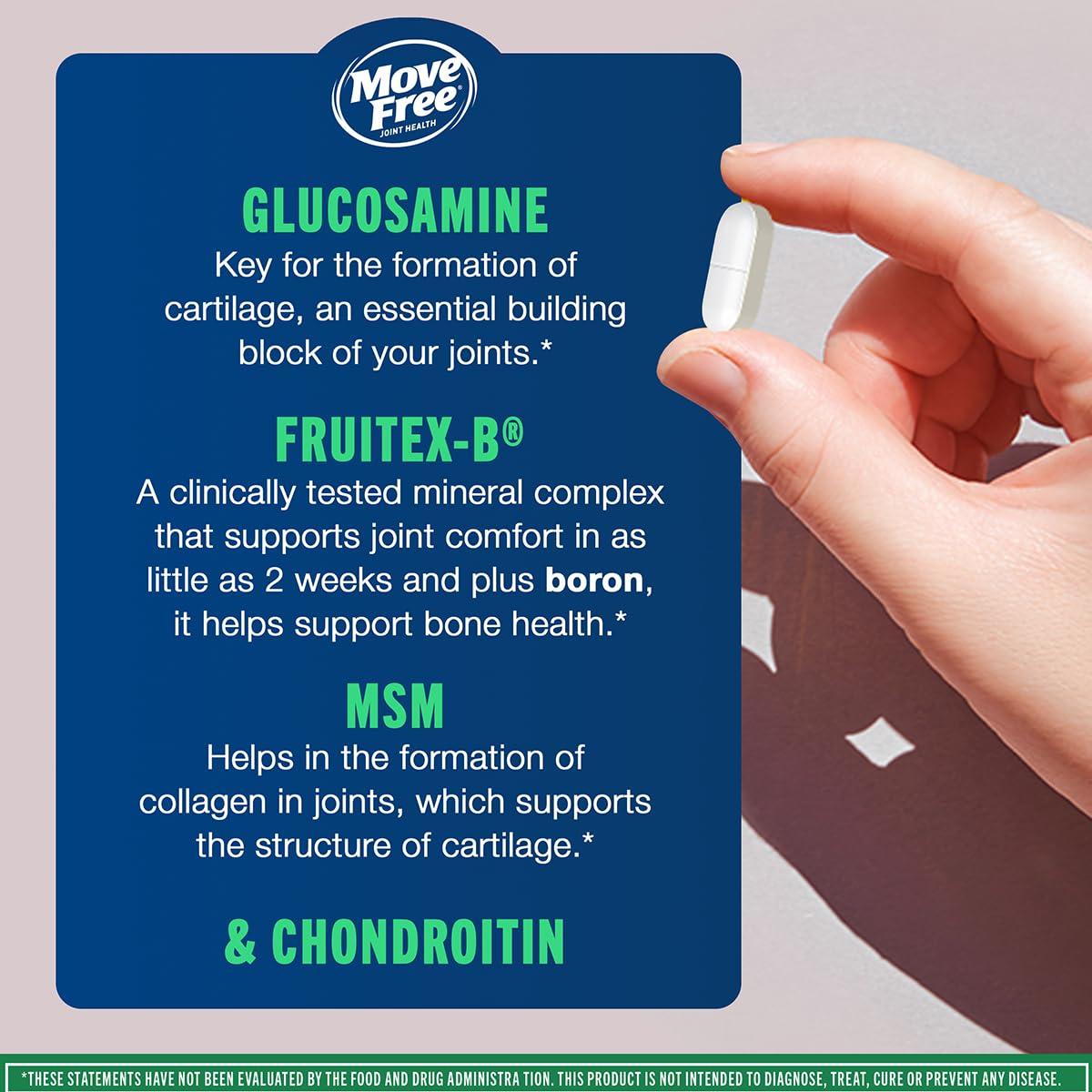 Move Free Move Free Advanced Glucosamine Chondroitin MSM Joint Support Supplement, Supports Mobility, Comfort, Strength, Flexibility & Bone, 120 Tablets/40 Servings