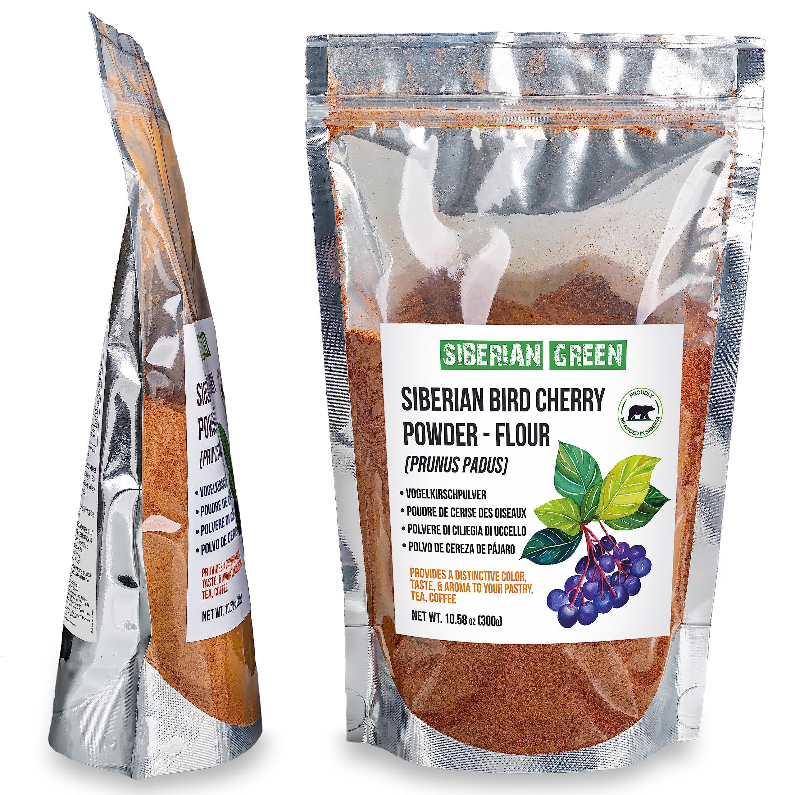 Siberian Green Authentic Siberian Bird Cherry Powder (Flour), Gluten free, Raw Natural 300gr/10.58oz Altai Region Wild Harvested