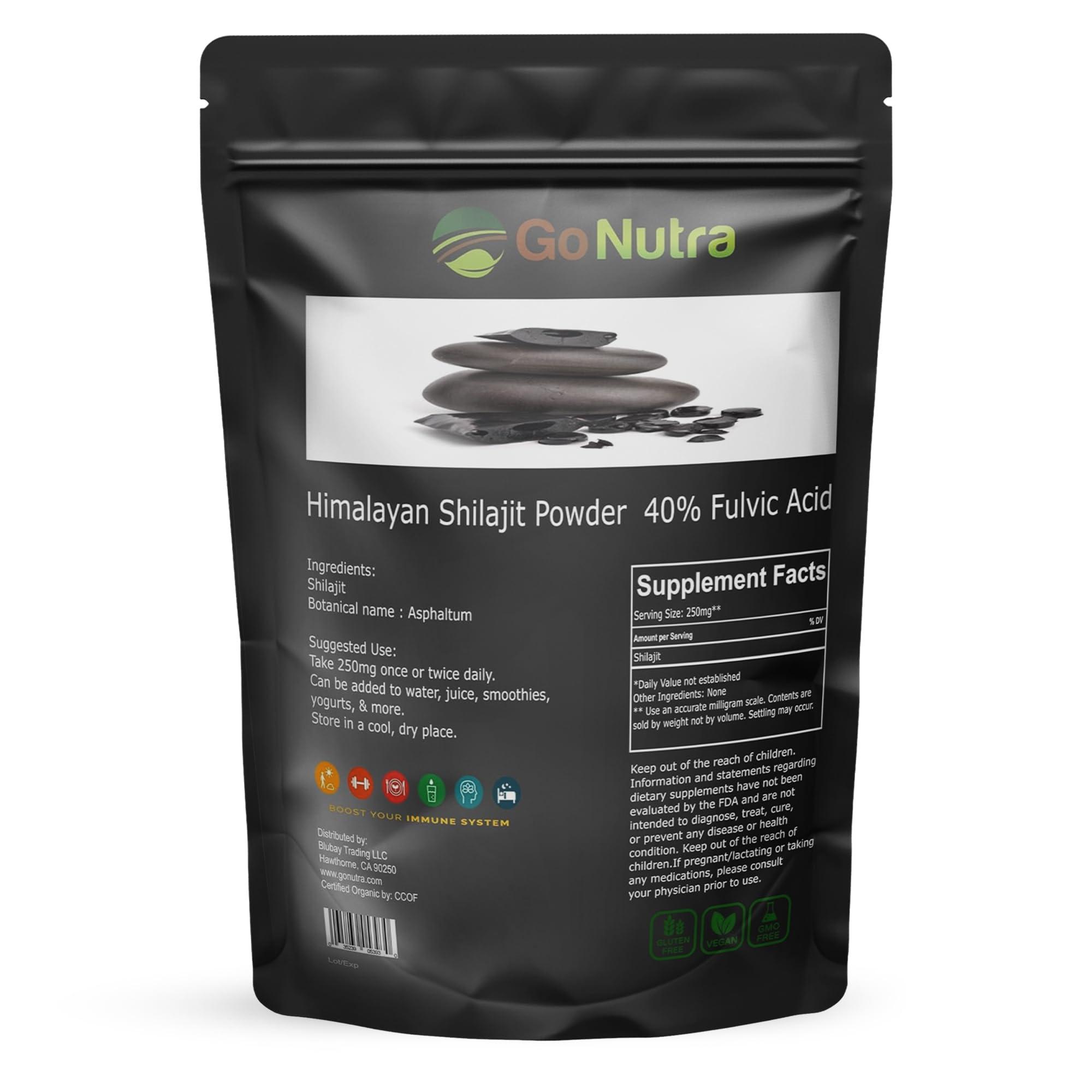 Go Nutra Go Nutra Shilajit Powder Pure Himalayan Shilajit 40% Fulvic Acid Trace Minerals - 4oz.