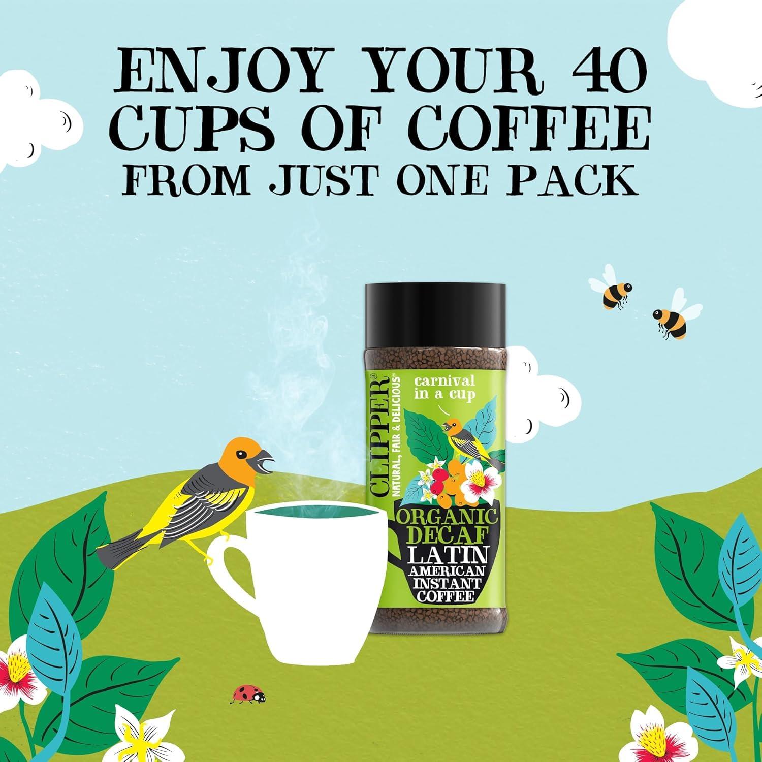Clipper Natural, Fair & Delicious Clipper Coffee: Organic Latin American Decaf Instant Coffee Medium Roast Coffee, Freeze Dried & Ethically Sourced 100g (3.53oz)