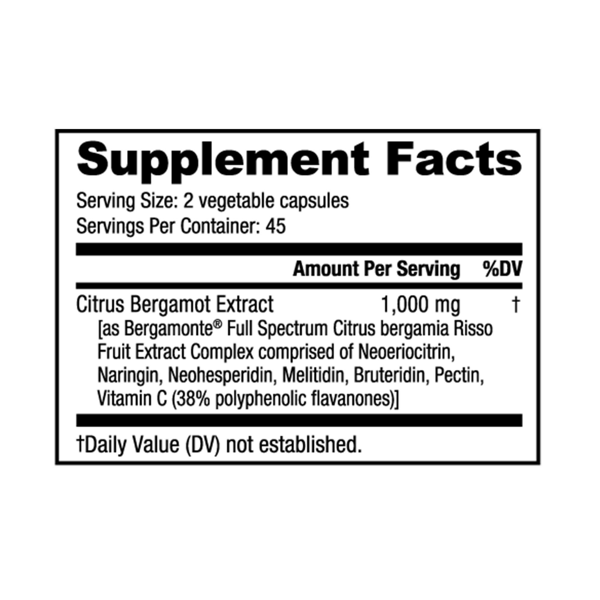 NutraBio NutraBio Citrus Bergamot Bergamonte Extract Supplement, 1,000mg - May Help Promote Cardiovascular Health and Wellness, 90 Capsules