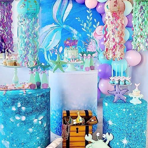 YCTHUNFISH 1 Pack Mermaid 10th Cake Topper Happy Birthday Cake Pick Summer Ocean Sea Creature Happy Birthday Mermaid Cake Decoration for Summer Baby Shower Kids Ten Birthday Party Supplies Purple