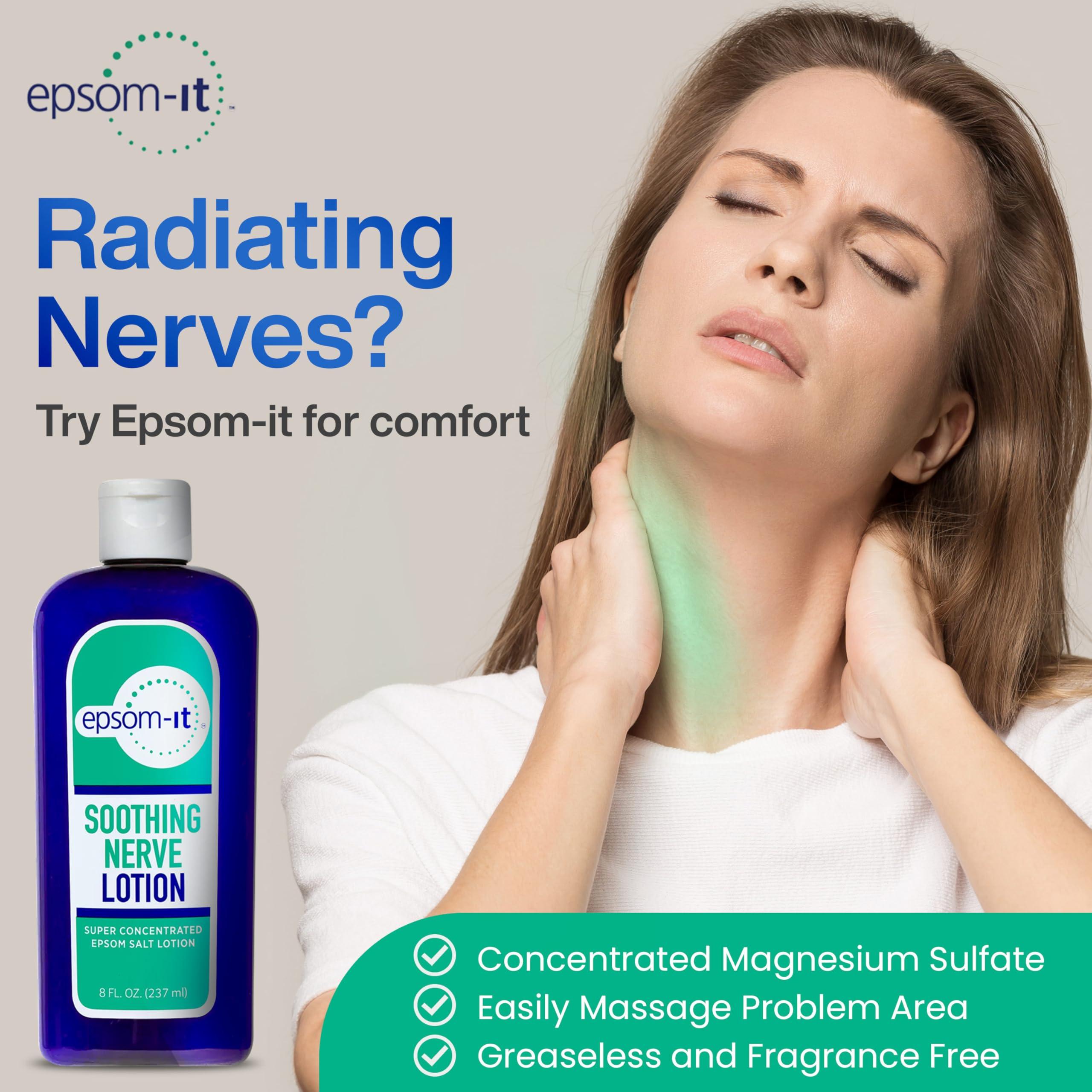 EPSOM-IT Epsom-It Soothing Nerve Lotion - Epsom Salt Magnesium Lotion, Topical Magnesium Cream with Capsaicin & Arnica for Muscle Discomfort, Restless Legs and Better Sleep, 8.0 oz.