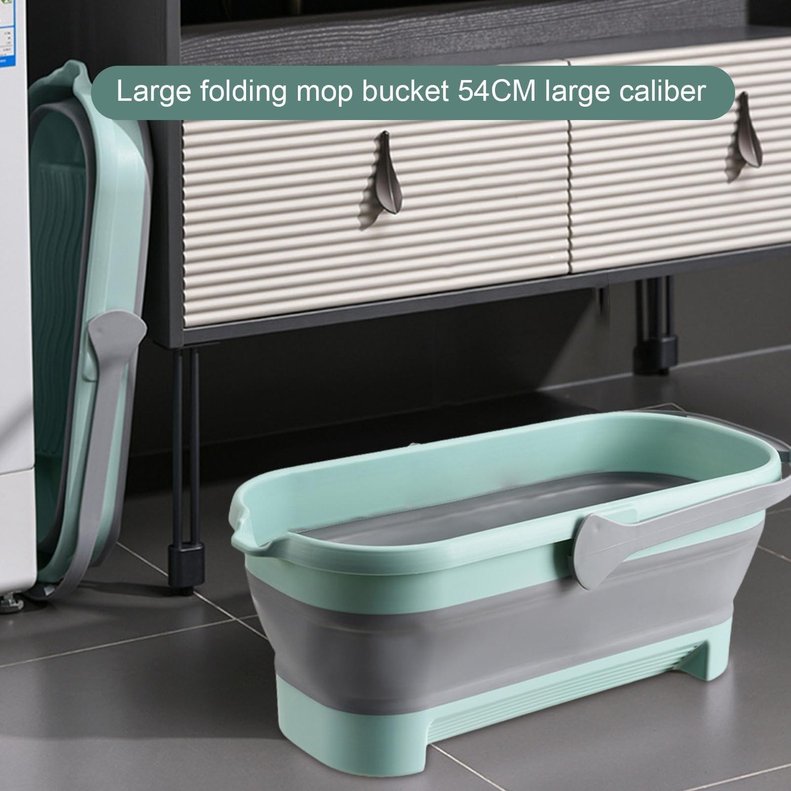 Naysku Large Collapsible Bucket - Collapsible Rectangular Handy Basket/Bucket, Portable Rectangular Folding Bucket with Sturdy Handle, Multiuse Water Bucket for Cleaning Mop, for Camping, Beach Trips