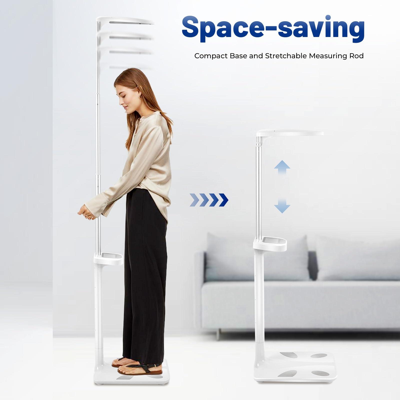 JAYEUW Professional Digital Physicians Scale, Height and Body Fat Analyzer Digital Medical Scale - 440lbs/200kg Capacity, 80-190CM Height Scale Range, BMI Body Fat Measurement Device (US Stock)