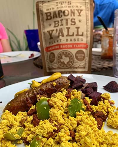 It's Jerky Y'all All Y\'alls Foods Plant Based Bacon Bits | Big and Crunchy Vegan Snacks | Non-GMO, Gluten Free, High Protein, Vegetarian (2 Pack)