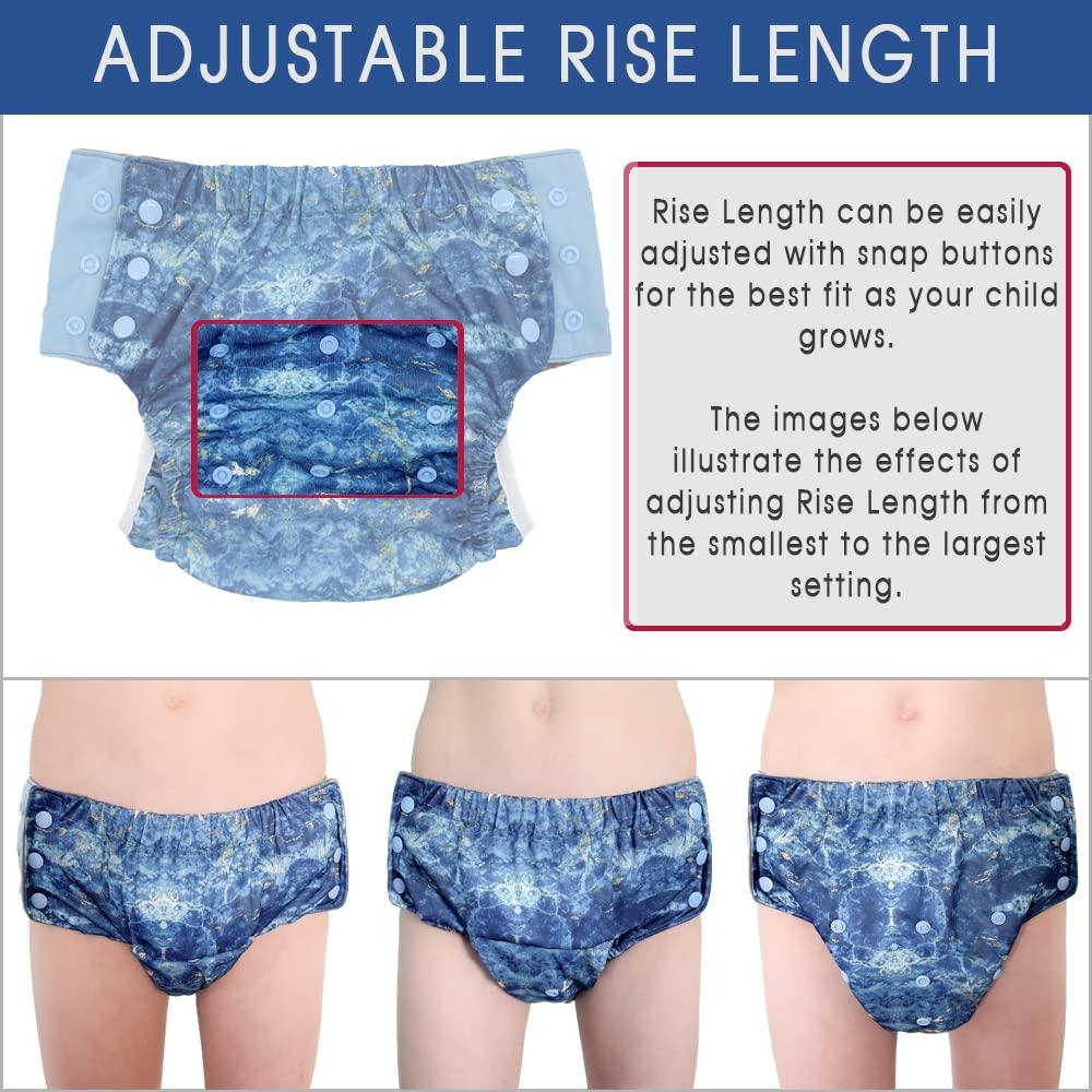 Ecoable Special Needs Big Kids\' Protective Briefs: Pull-on Cloth Diaper for Incontinence and Potty Training, Age 6-16 Years (Unicorns, Junior 3)