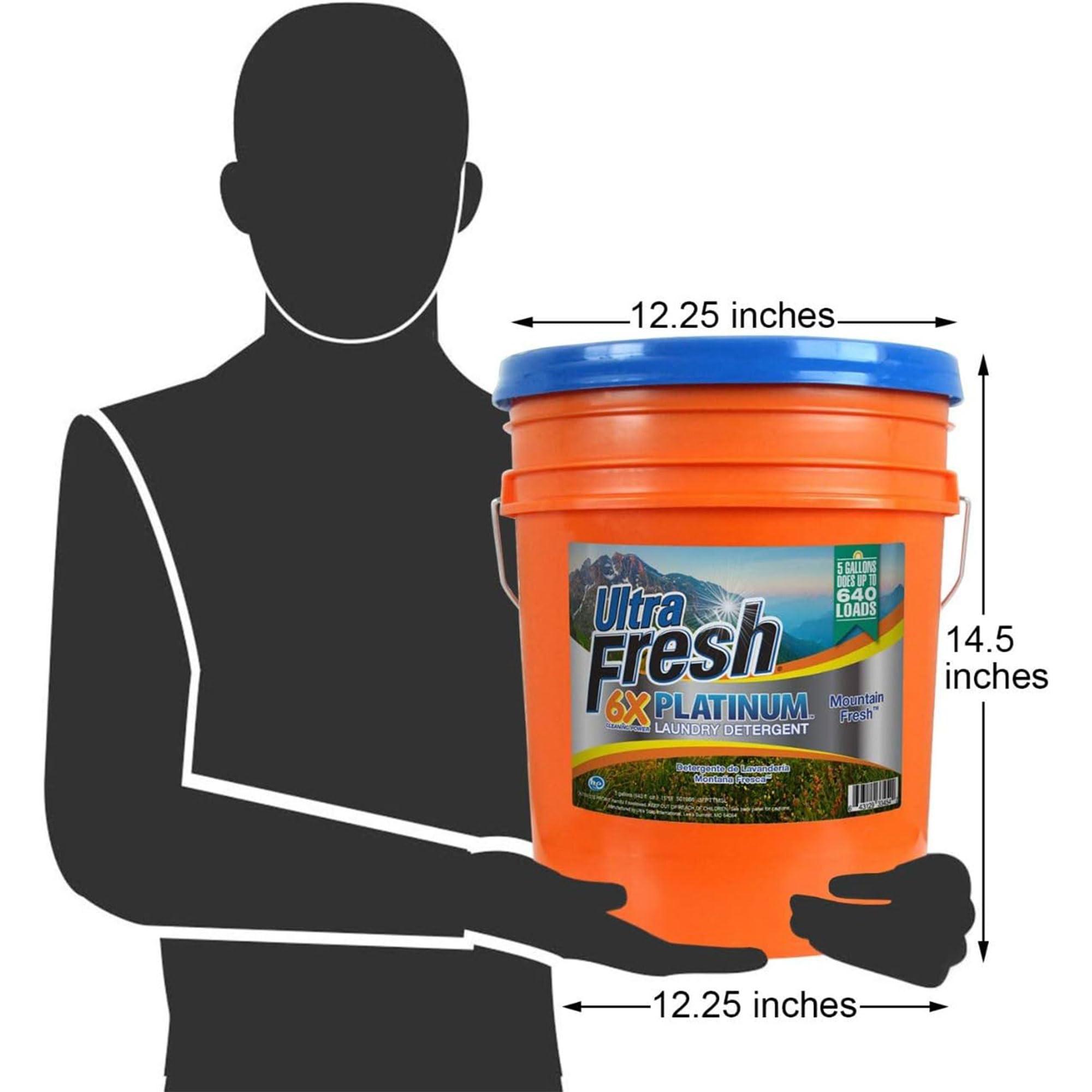 Ultra Fresh Ultra Fresh 6X Platinum 5 Gallon Laundry Detergent Liquid for All Machine Types with Easy Dispensing Pump, Up to 640 Loads, Mountain Fresh (3 Pack)