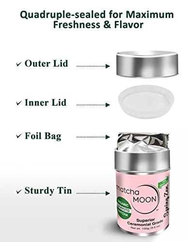 Matcha Moon Matcha Moon Spring Zen Matcha Green Tea Powder - Ceremonial Grade Matcha Green tea - Organic Japanese Matcha - Traditional Matcha Powder from Uji Kyoto - 100g (3.5 oz.)