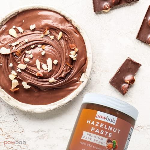 powbab powbab Hazelnut Paste - 100% USA Grown Hazelnuts (8 oz). Premium Dark Roast Nutty Flavor. Sugar Free Hazelnut Spread, No Added Sugar. Use for Hazelnut Butter or Keto Hazelnut Spread. Non-GMO, Vegan.