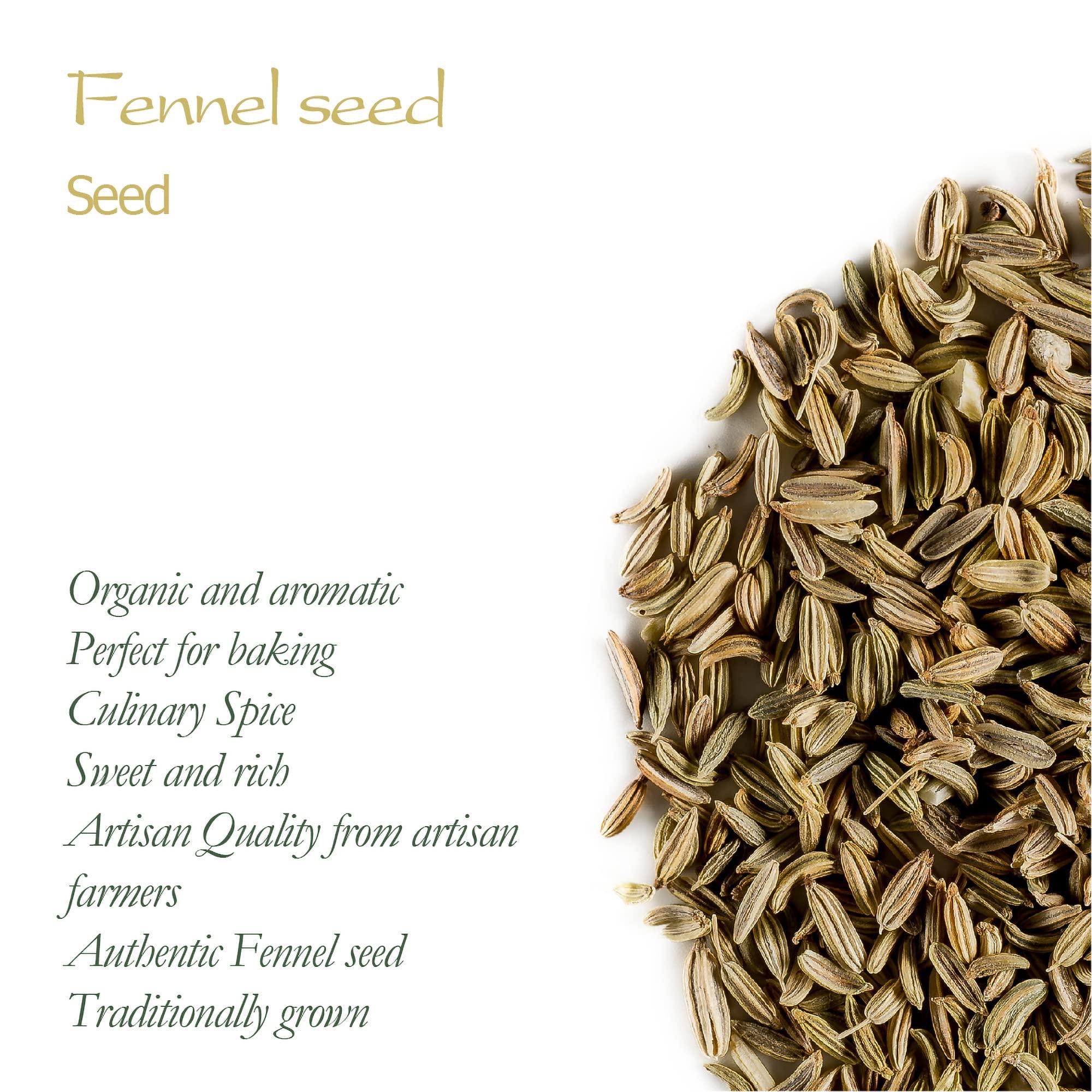 Valley of Tea Fennel Seed Organic Herbal Delicacy - Culinairy Grade - Foeniculum Vulgare Seeds Fenkel - Fennel Seeds For Cooking Organic Fennel Fenal Seeds 200g