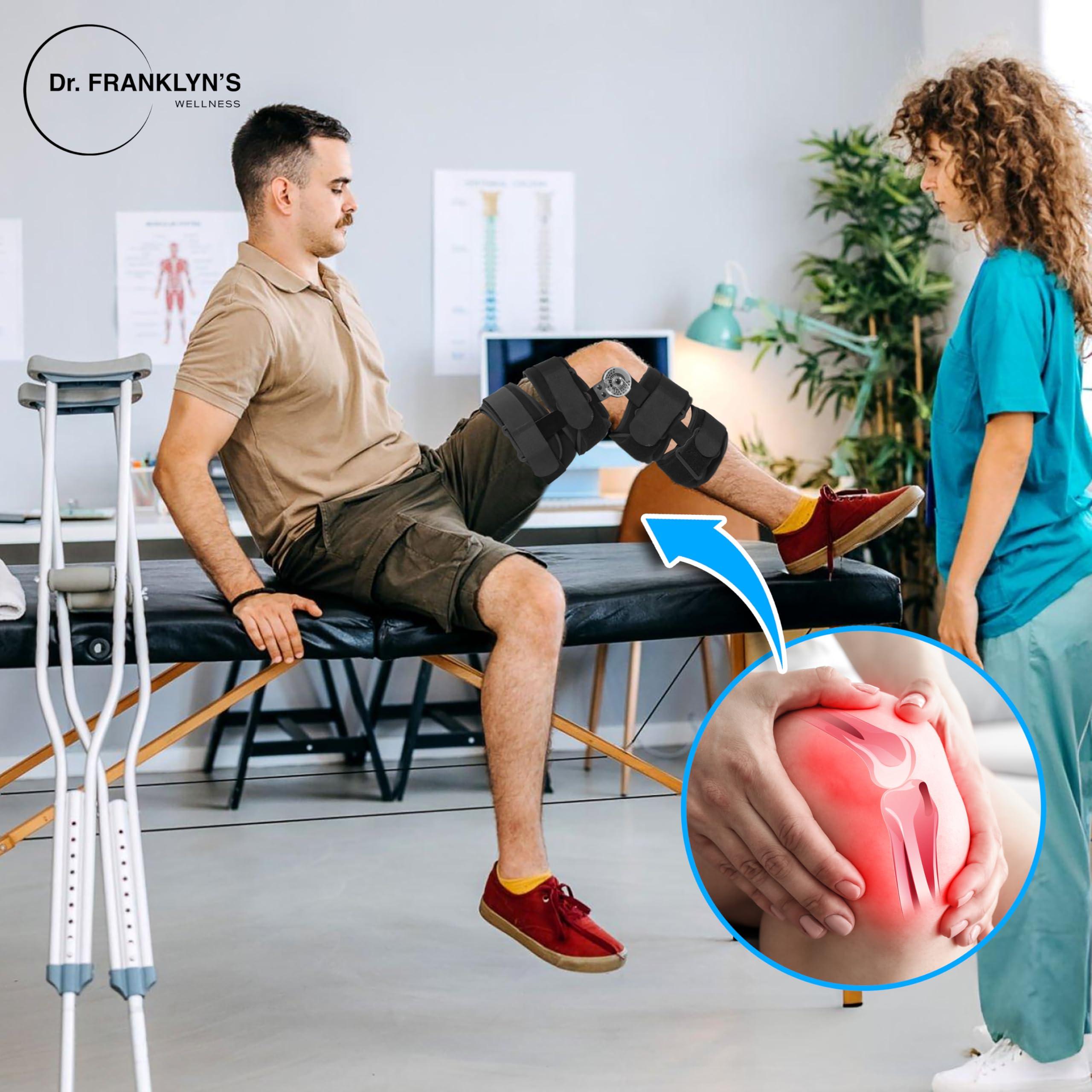 DR FRANKLYN\'S Dr. Franklyn\'s Hinged ROM Knee Brace with Side Stabilizers & Locking Dials Post Op Knee Immobilizer for Arthritis ACL MCL PCL Meniscus Tear Injurie/Knee Pain Medical Orthopedic Support after Surgery-Men/Women