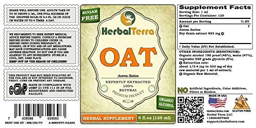 Herbal Terra LLC Oat (Avena Sativa) Tincture, Organic Dried Grains Liquid Extract (Brand name: HerbalTerra, Proudly made in USA) 2x4 fl.oz (2x120 ml)