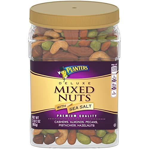 Planters PLANTERS Deluxe Salted Mixed Nuts, Party Snacks, Plant-Based Protein (34oz + 15.25oz)
