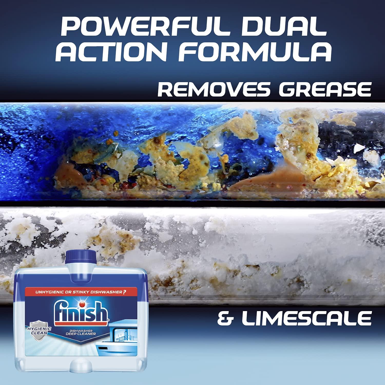 Finish Finish Dual Action Dishwasher Cleaner: Fight Grease & Limescale, Fresh 8.45 Oz (Pack of 4)