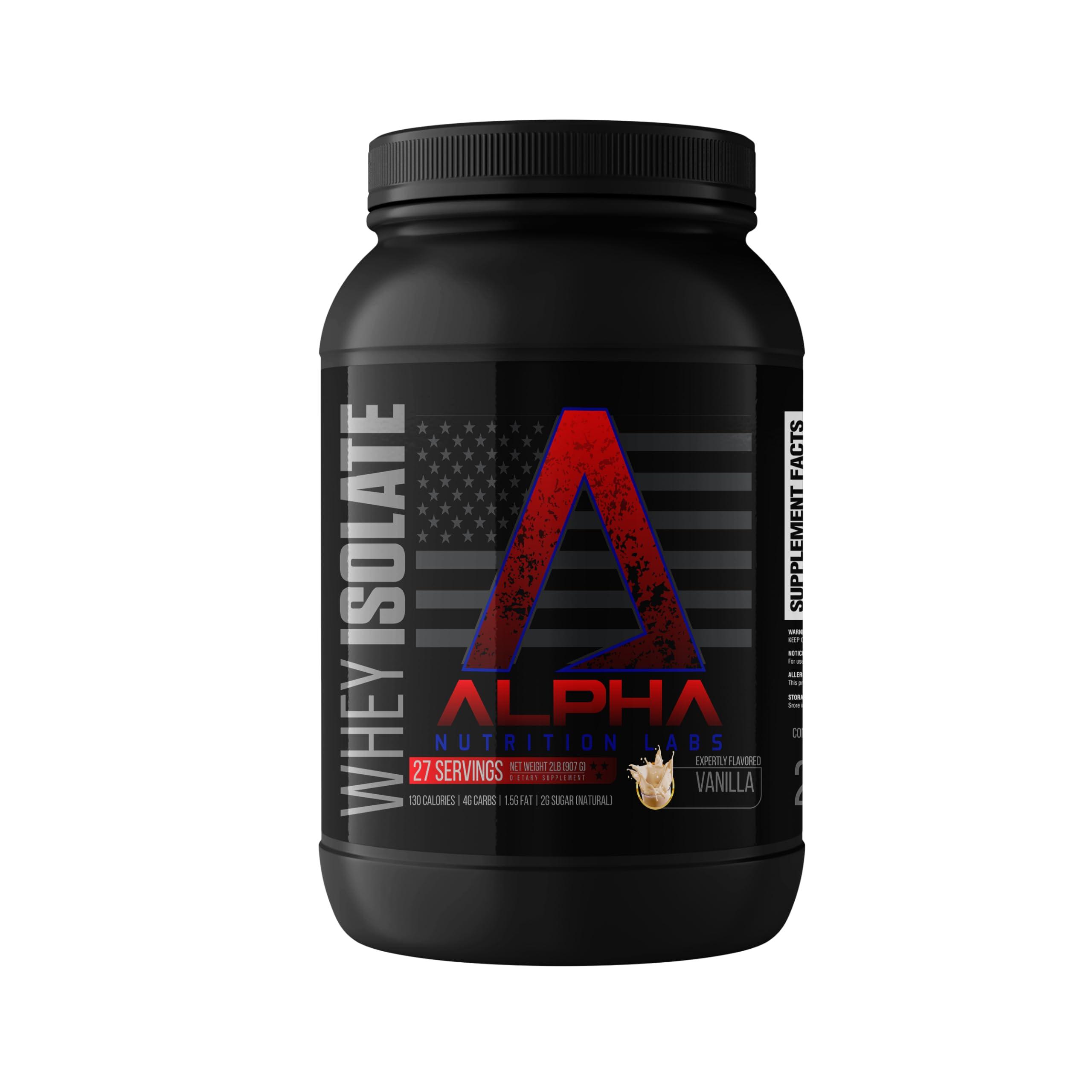 Alpha Nutrition Labs Alpha Nutrition Labs Whey Isolate Protein Powder - Vanilla Flavor, 28g of Protein, Protein Source, Low Carb, Classic Specialty
