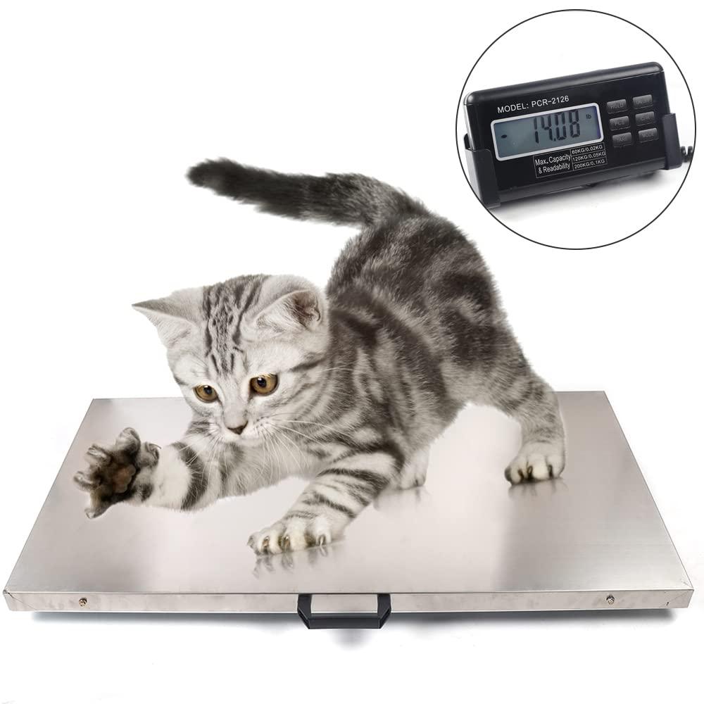 Veloqua Pet Scale, 440LB Digital Livestock Scale Vet Scale Stainless Steel Platform Electronic Scale Easy to Read LCD Screen for Weighing Large Animals Scale uesd in Home Pet Store Veterinary Hospital