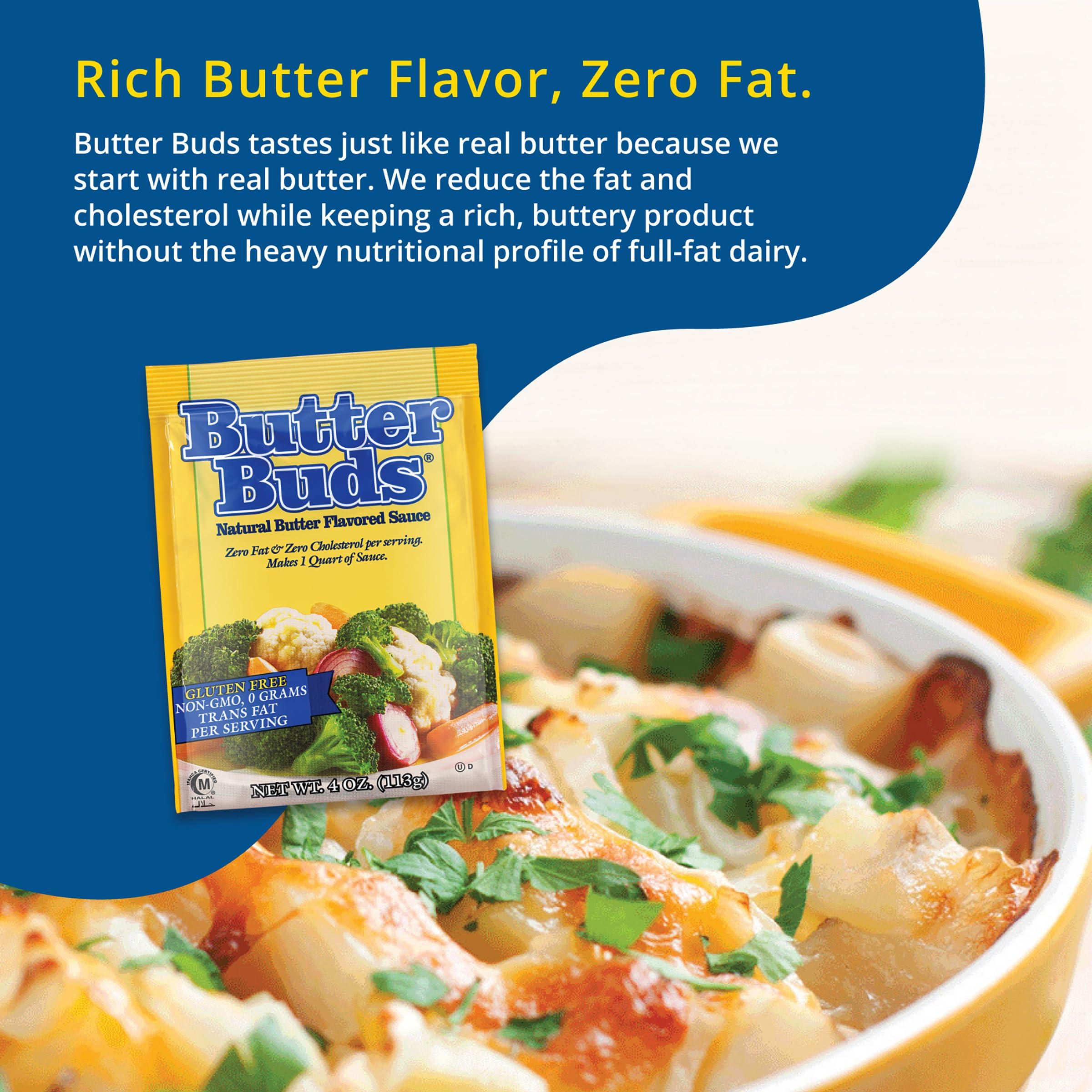 BUTTER BUDS Butter Buds Sauce Mix, 4 Oz (4-Pack) Non-GMO, Gluten-Free Natural Butter Flavored Sauce Made with Buttermilk, 0 Fat, 0 Cholesterol