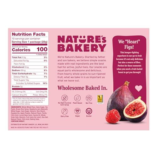 Nature\'s Bakery Nature\'s Bakery Fig Bar Minis, Raspberry, Whole Grain, Vegan Friendly, Kosher, Non-GMO, 10 Ounce (Pack of 6)