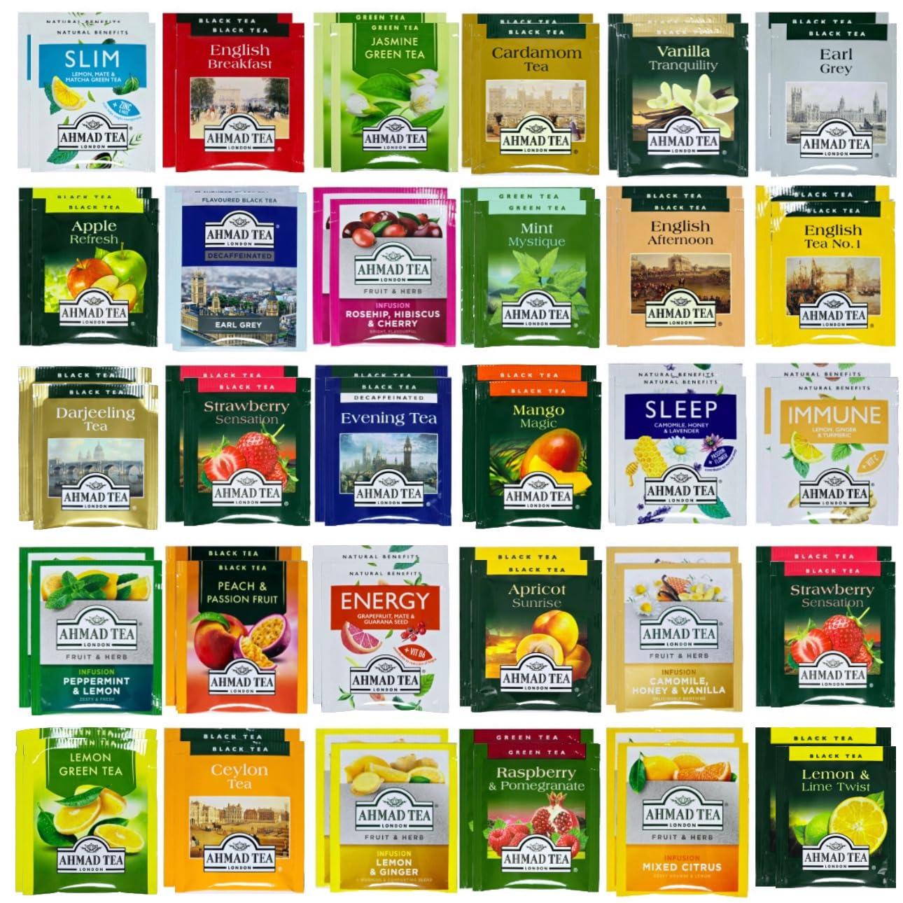 GB PRIME GB PRIME Ahmad Premium Tea Sampler Assortment Gift Box | 60 count | Prime Tea Variety - Earl Grey, Black, Fruit, Citrus, Green, Herbal, Strawberry and more