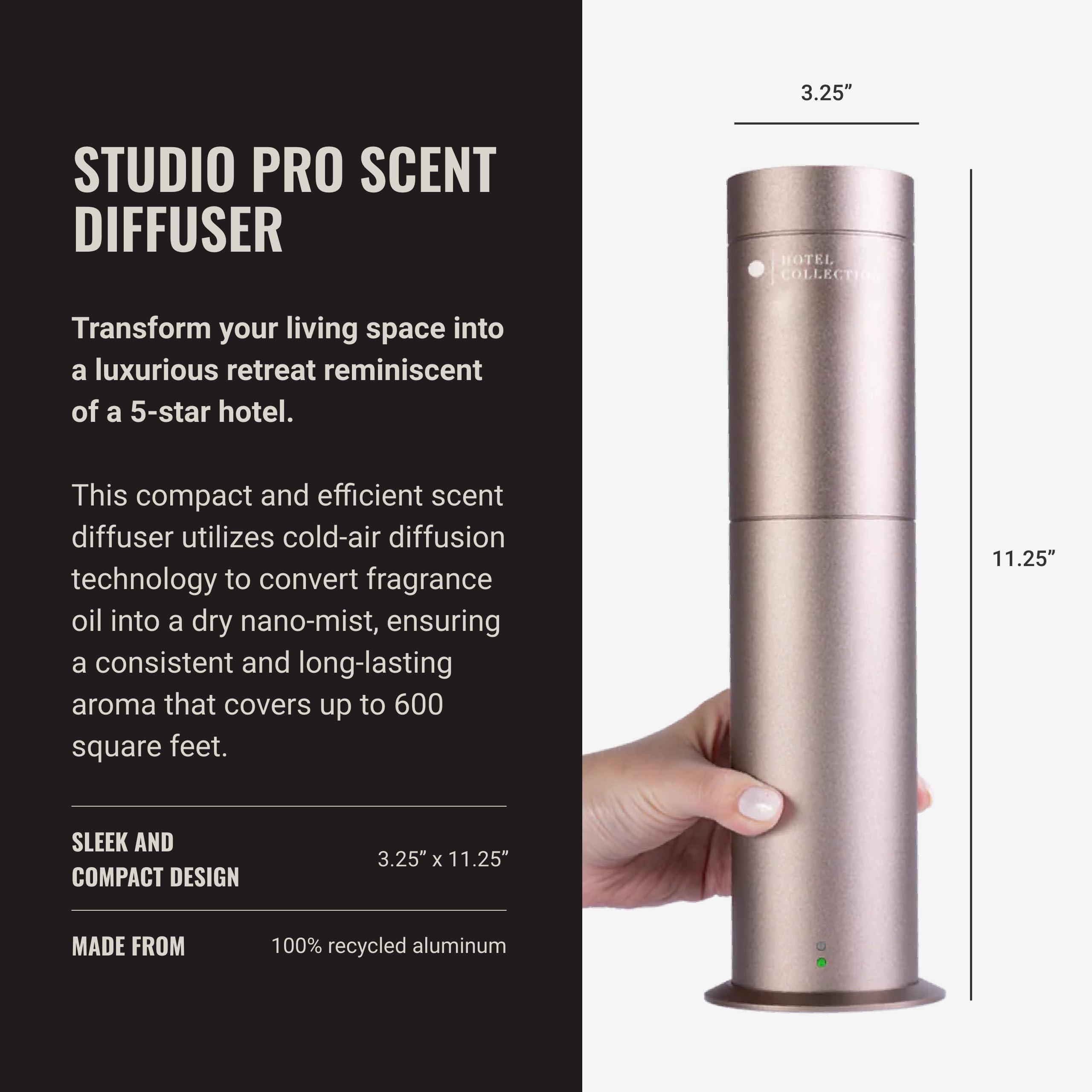 Hotel Collection Hotel Collection-Studio Pro Essential Oil Diffuser-600 sq ft Coverage-Cordless & Portable with Remote-Cold-Air Diffusion Technology-Air Freshener-Champagne-Works Exclusively with Pro Pod Bottles