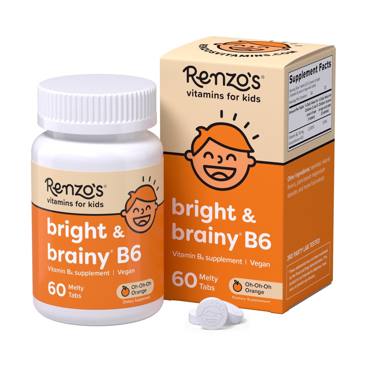 Renzo\'s Renzo\'s Vitamins Mighty Kid Bundle - Iron Supplements for Kids, Vitamin D3 for Kids, and Bright & Brainy Vitamin B6