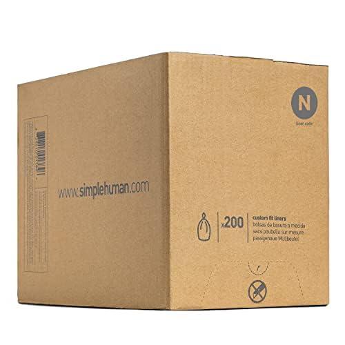 simplehuman simplehuman Code N 200 Count, Genuine Custom Fit Liners, Drawstring Trash Bags, 30 Liter / 8 Gallon, White