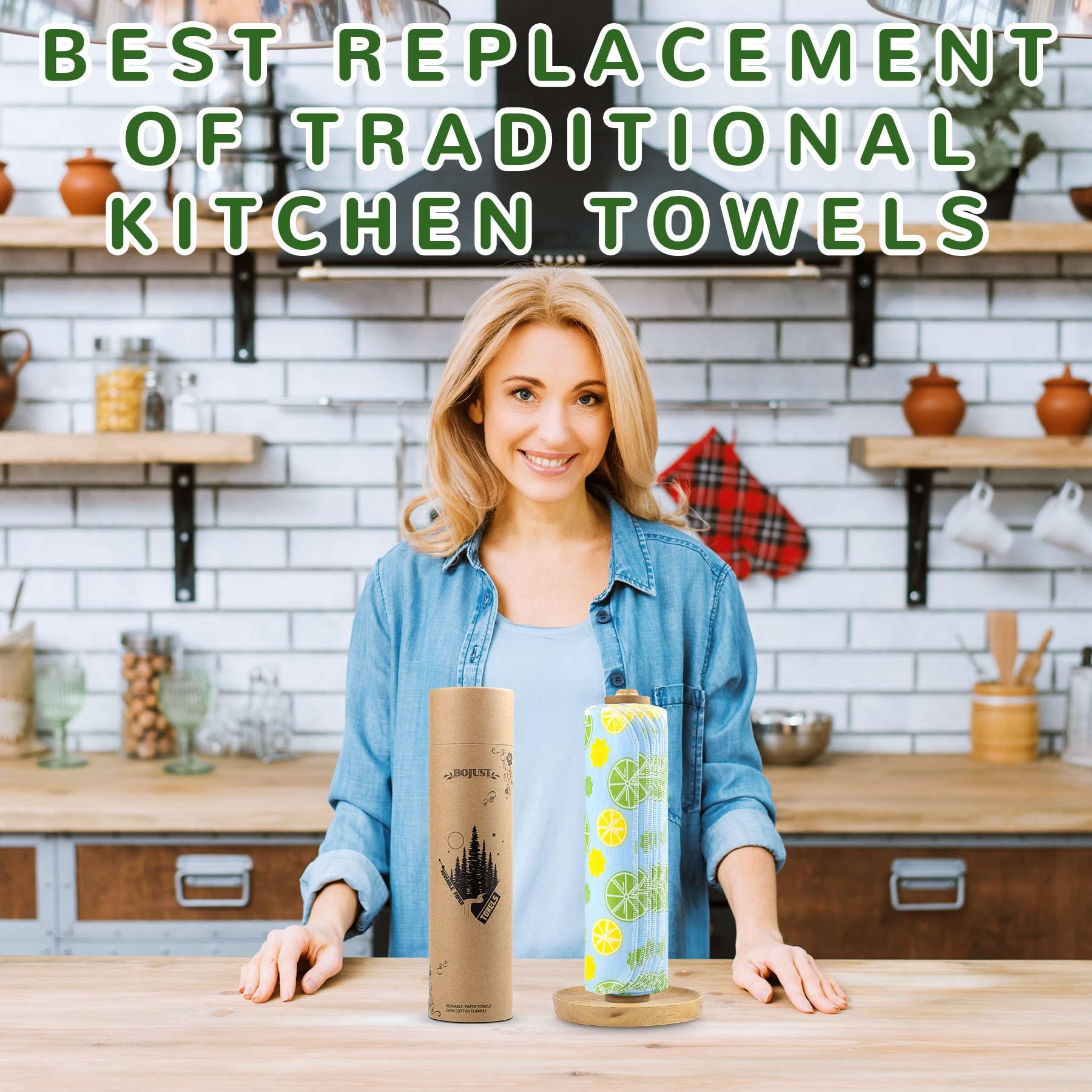 BOJUST BOJUST Reusable Paper Towels Washable Roll-12 Pieces Eco Cotton Paperless Paper Towels | Napkins Cloth Paper Towels for Kitchen | Zero Waste Products Alternative Paper Towel(Light Lemon, 12 Towels)