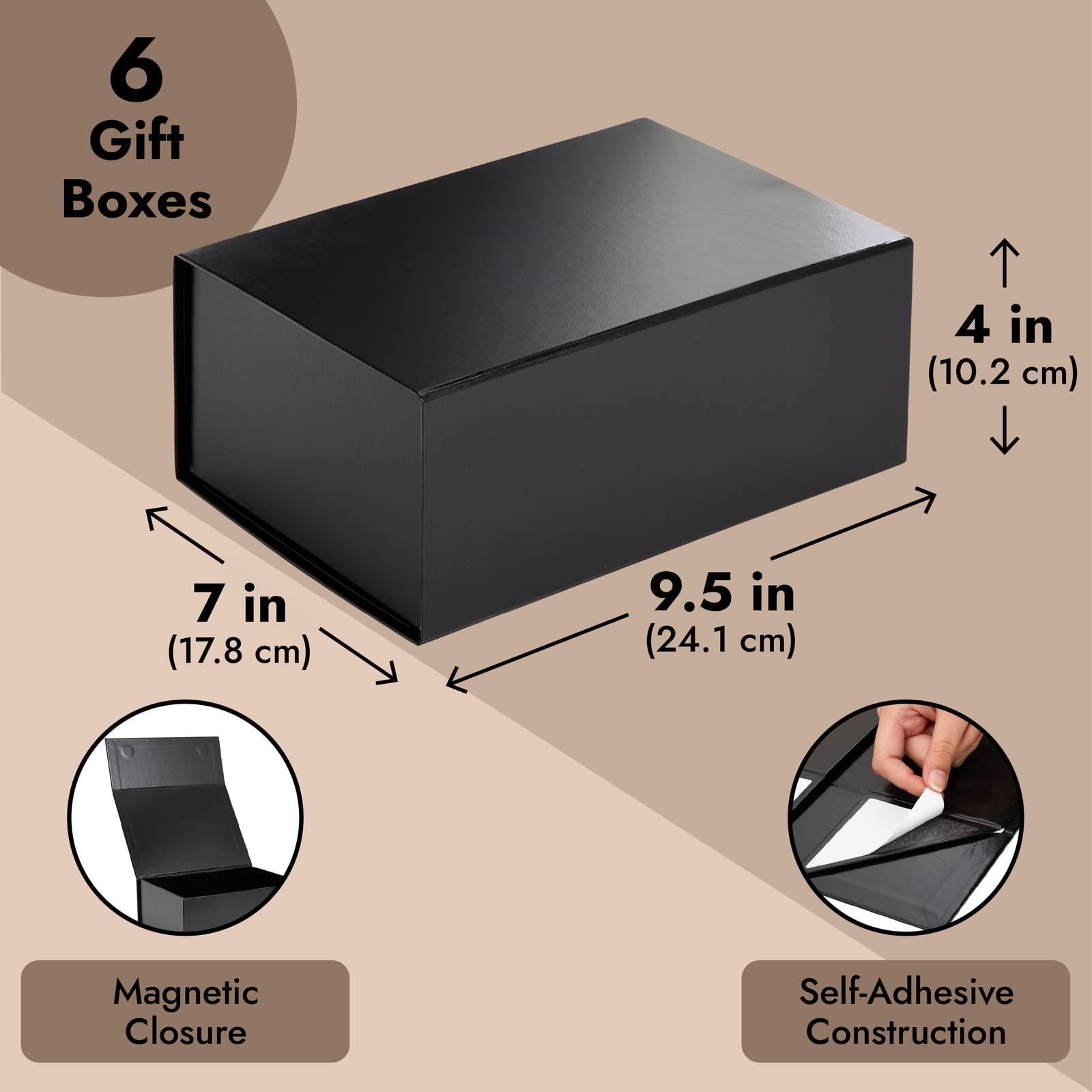 Stockroom Plus Stockroom Plus Magnetic Gift Boxes with Lids for Birthday, Wedding, Groomsman and Bridesmaid Proposal Box (9.5 x 7 x 4 Inches) (Gloss Black) - 6 Pack