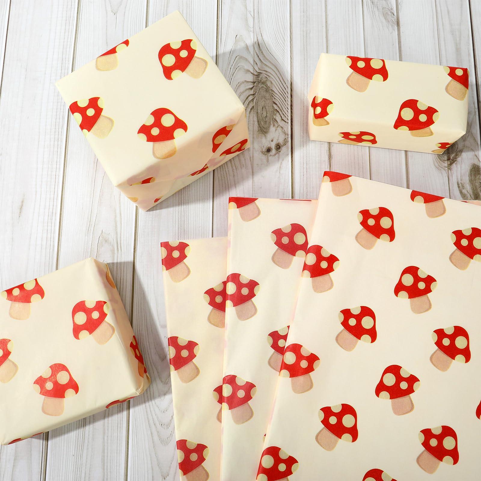 JarThenaAMCS JarThenaAMCS 100 Sheets Mushroom Tissue Paper Red Mushroom Gift Wrapping Paper Vintage Decorative Art Craft Paper for DIY Crafts Birthday Party Home Decor, 14 x 20 Inch