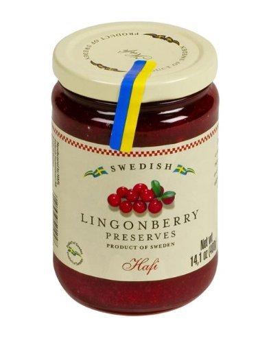 Hafi Hafi Swedish Lingonberry Preserves, 14.1 Ounce (Pack of 4) - 2 Set
