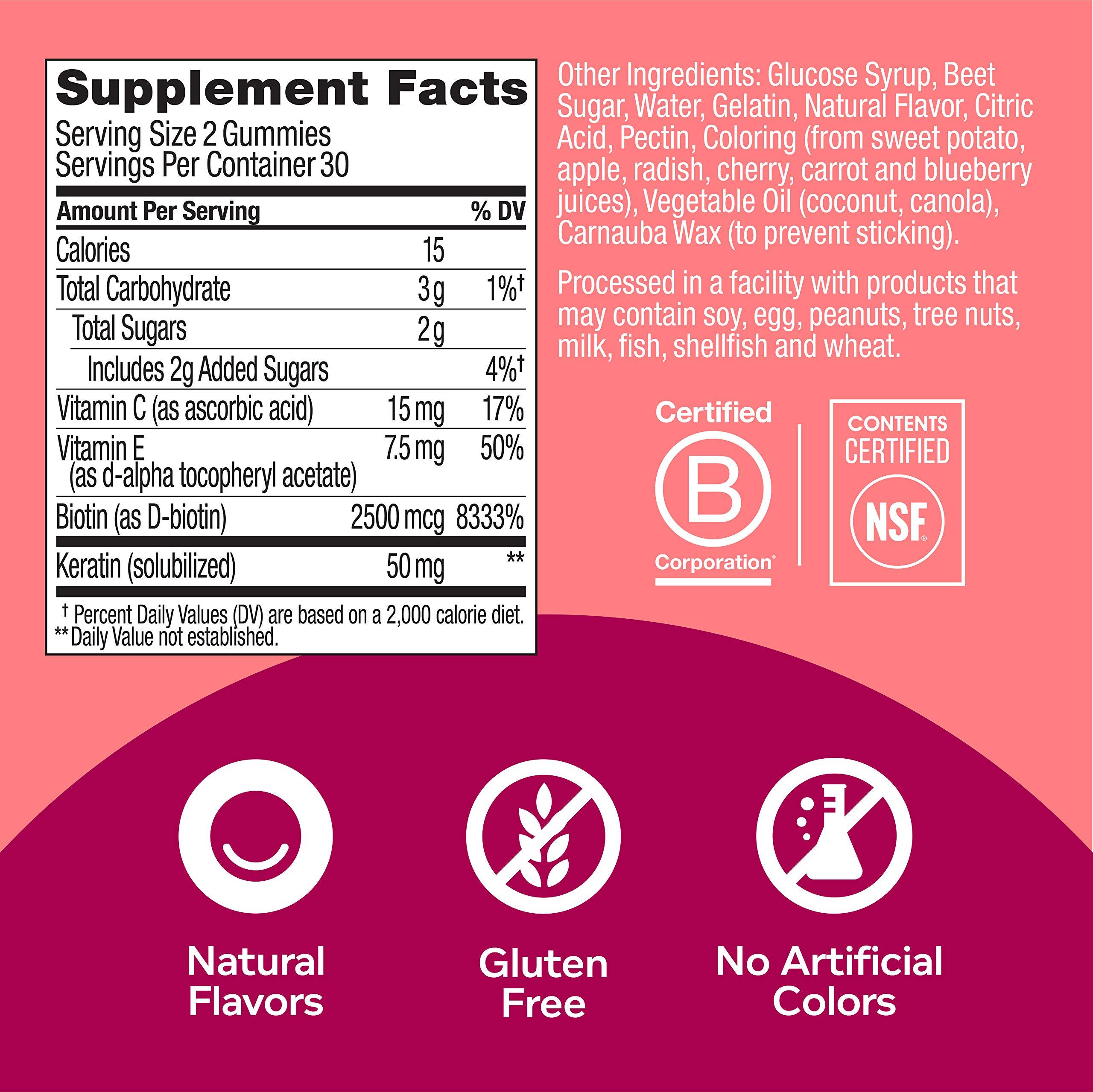 OLLY OLLY Undeniable Beauty Gummy, for Hair, Skin, Nails, Biotin, Vitamin C, Keratin, Chewable Supplement, Grapefruit, 30 Day Supply - 120 Count