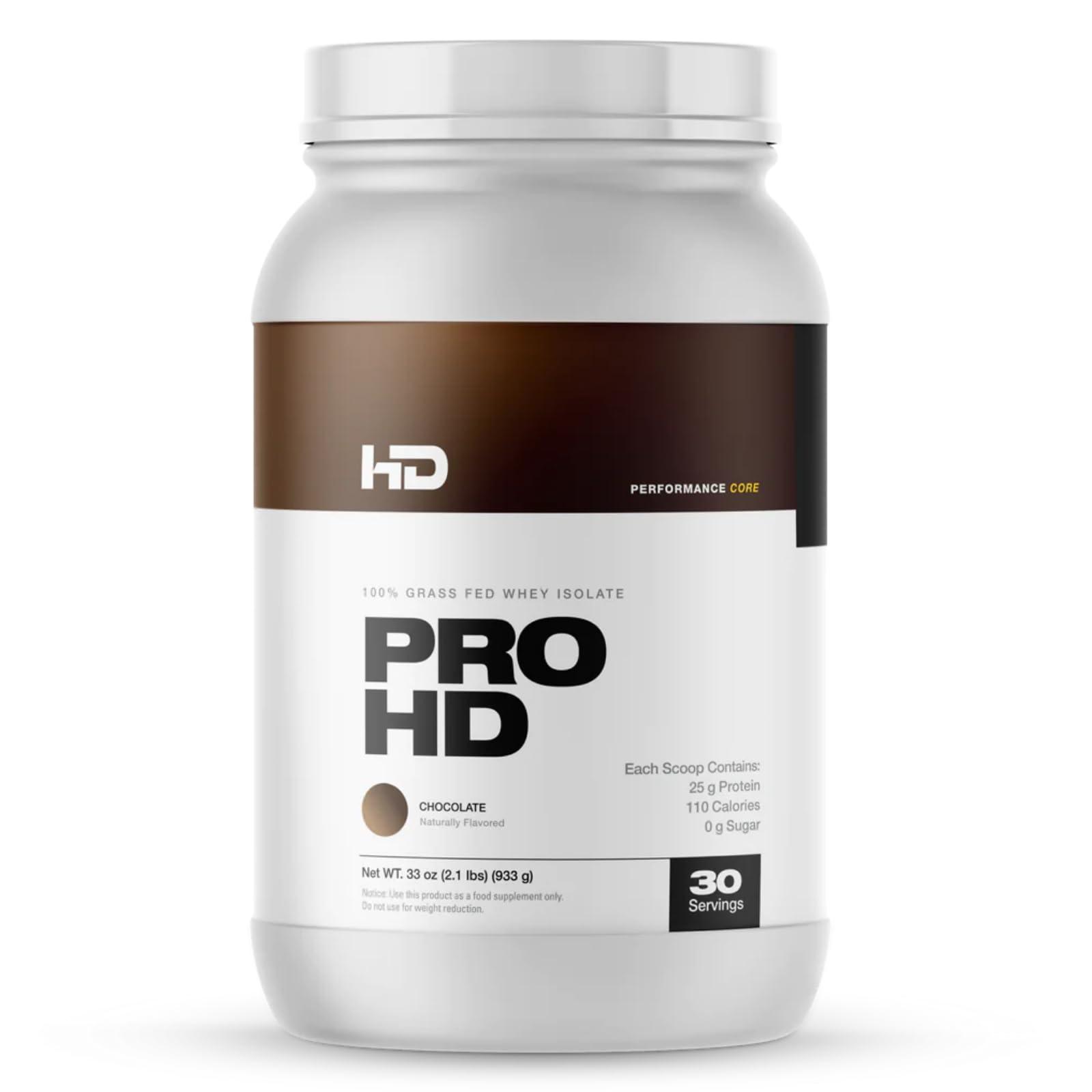 HD MUSCLE HD MUSCLE ProHD Protein | 100% Grass Fed Whey Isolate | 25g Protein, 110 Calories, 0g Fat | Zero Fillers or Amino Spiking | 30 Servings (Chocolate)