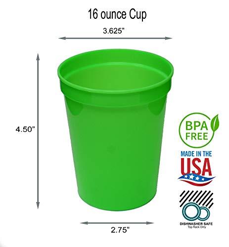 Rolling Sands Rolling Sands 16 Oz Reusable Plastic Stadium Cups, Bulk 50 Pk, USA Made, BPA-Free Dishwasher Safe Plastic Tumblers, Lime Green