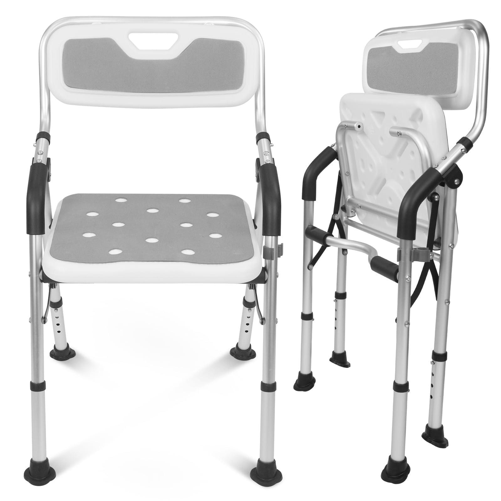 Vive Vive Shower Chair For Elderly And Disabled - Folding Seat With Arms And Back - Foldable Bathroom Chairs For Sitting, Inside Shower - Portable For Travel - Fold Down, Collapsible, Compact & Comfortable