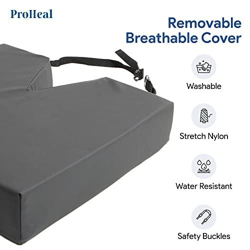 ProHeal Coccyx Foam Wheelchair Cushion 20" x 16" x 4" - Offers Lower Back Support - Relief for Pressure Sores and Pain - High Density, High Resilient Foam - 1 Year Warranty