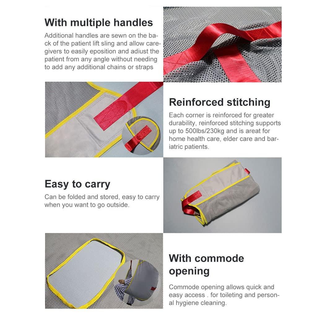 YXJPP Shower Sling Lift Sling for ToiletingPatient Lift Sling with Commode Opening Large, Full Body Mesh Sling for Hoyer Lift, Shower Sling, Toilet Sling(Weight Capacity 507 Lbs) L