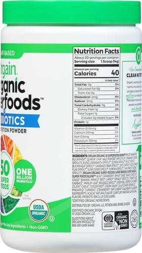 Orgain Orgain Organic Greens Powder + 50 Superfoods, Original - 1 Billion Probiotics for Gut Health, Antioxidants, Vegan, Plant Based, Gluten Free, Non GMO, Dairy Free Juice & Smoothie Mix - 0.62lb