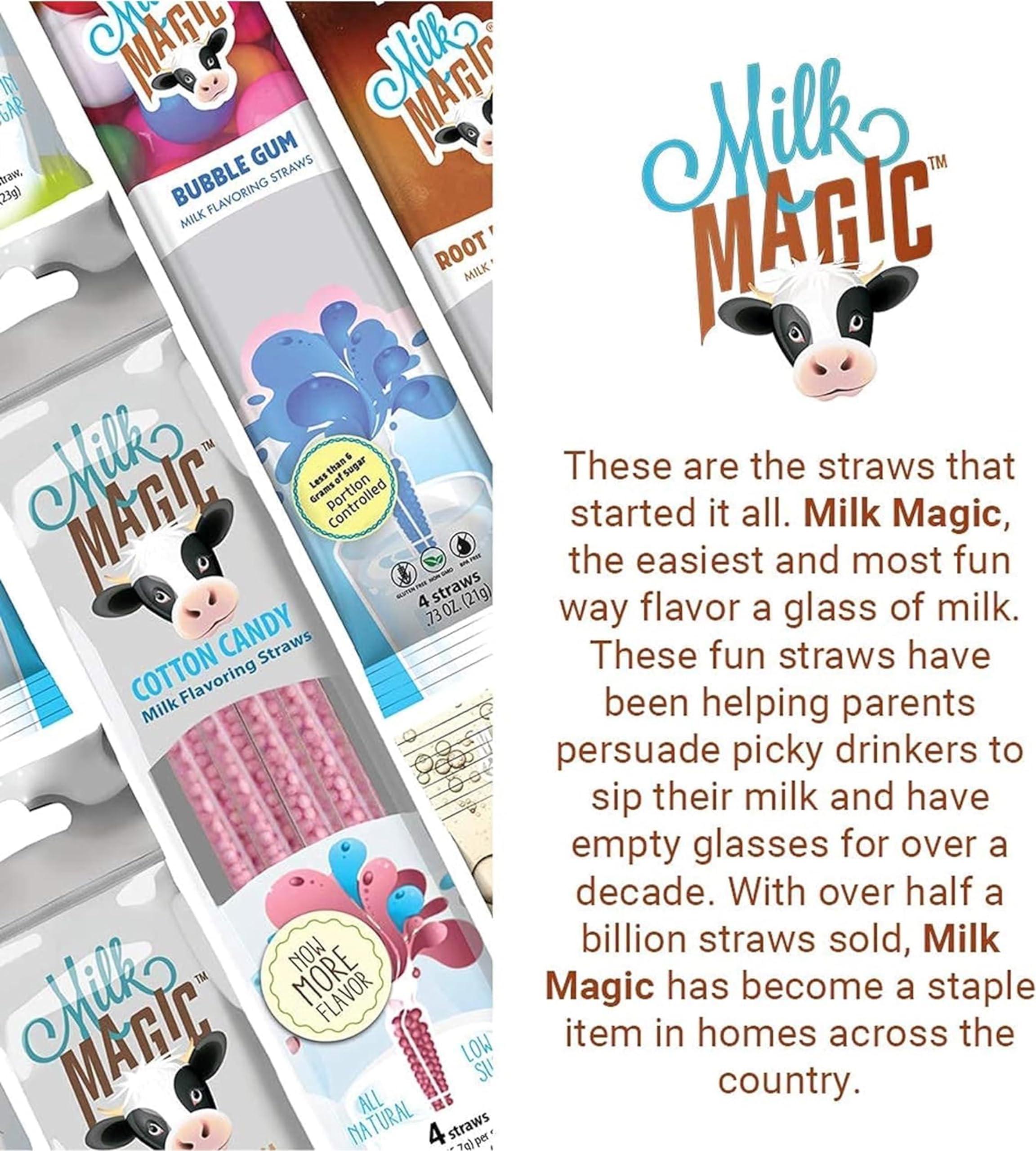 MILK MAGIC Milk Magic Milk Flavoring Straws, 56 Chocolate Milk Straws (14 x 4 Packs), Adds Flavor to Milk