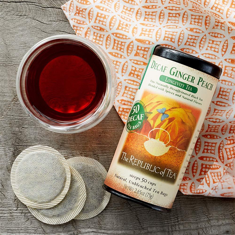 The Republic of Tea The Republic of Tea Decaf Ginger Peach Black and Decaf Ginger Peach Green Tea Bundle 50 Count Tea Bags Each