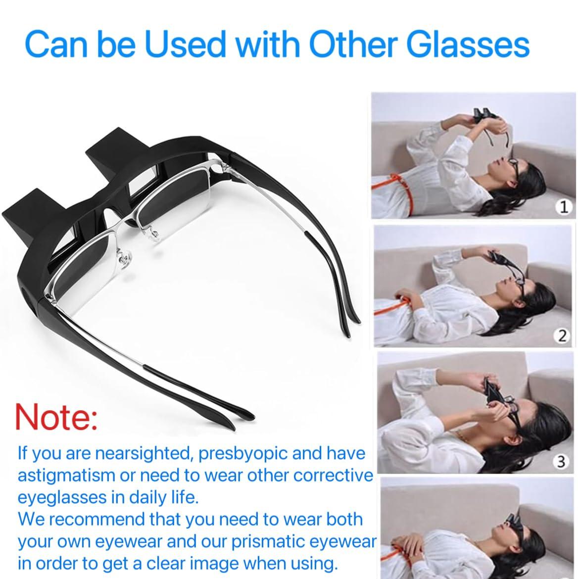 Mirmogo Mirmogo Lazy Glasses Bed Prism Glasses, Horizontal High Definition Reading Glasses for Laying Down Reading and Watching TV (Black)